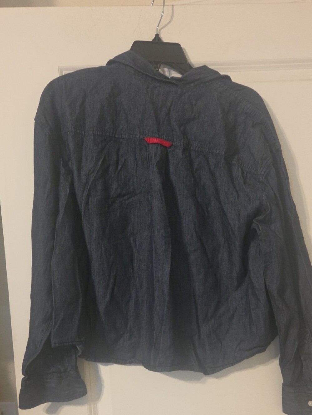 Tommy Hilfiger Dark Blue Denim-Style Button-Down Shirt with Pocket Trim - Picture 4 of 4